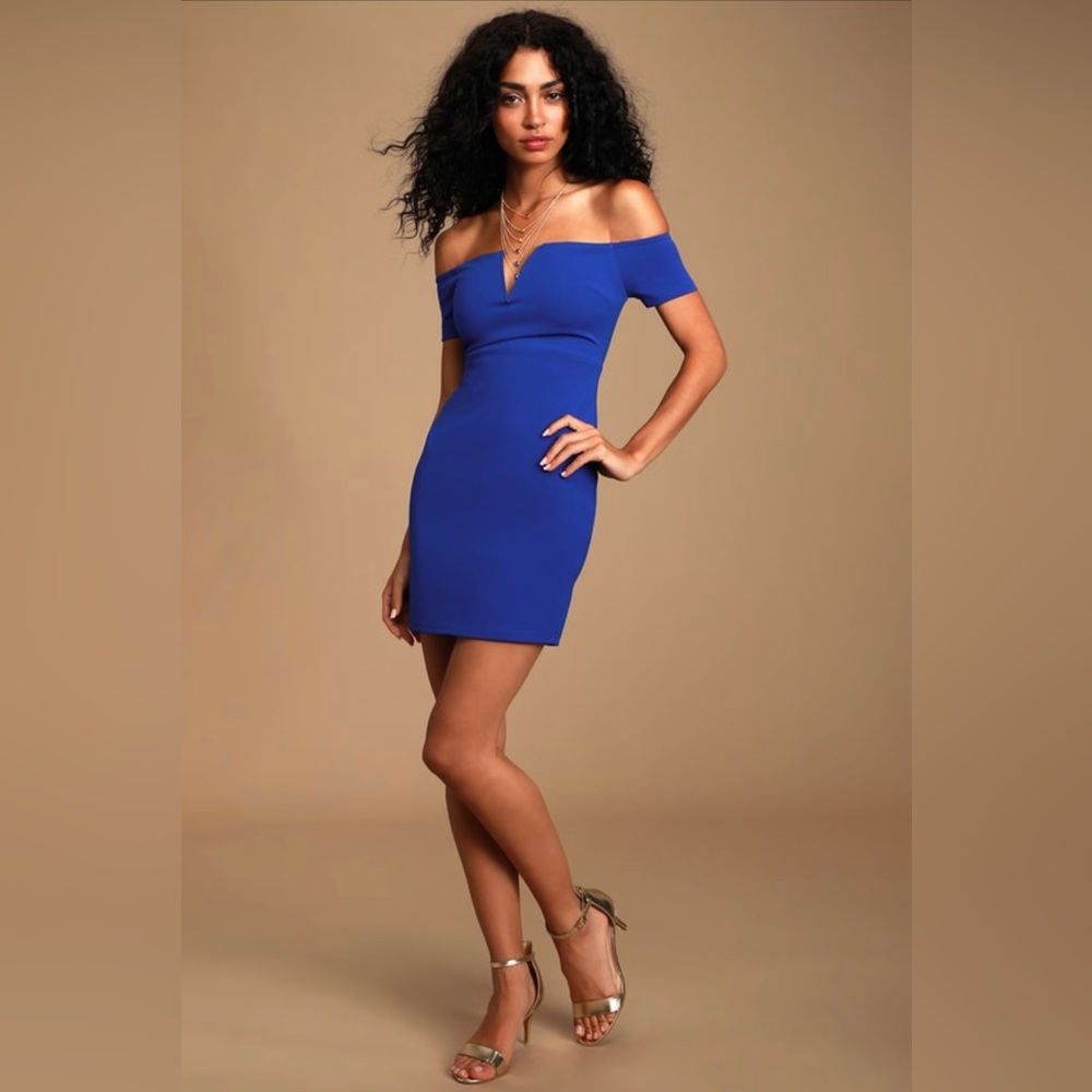 Cobalt Blue Off-The-Shoulder Bodycon Dress